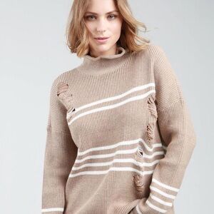 POL Unique Distressed Tan Sweater, Women’s Size S